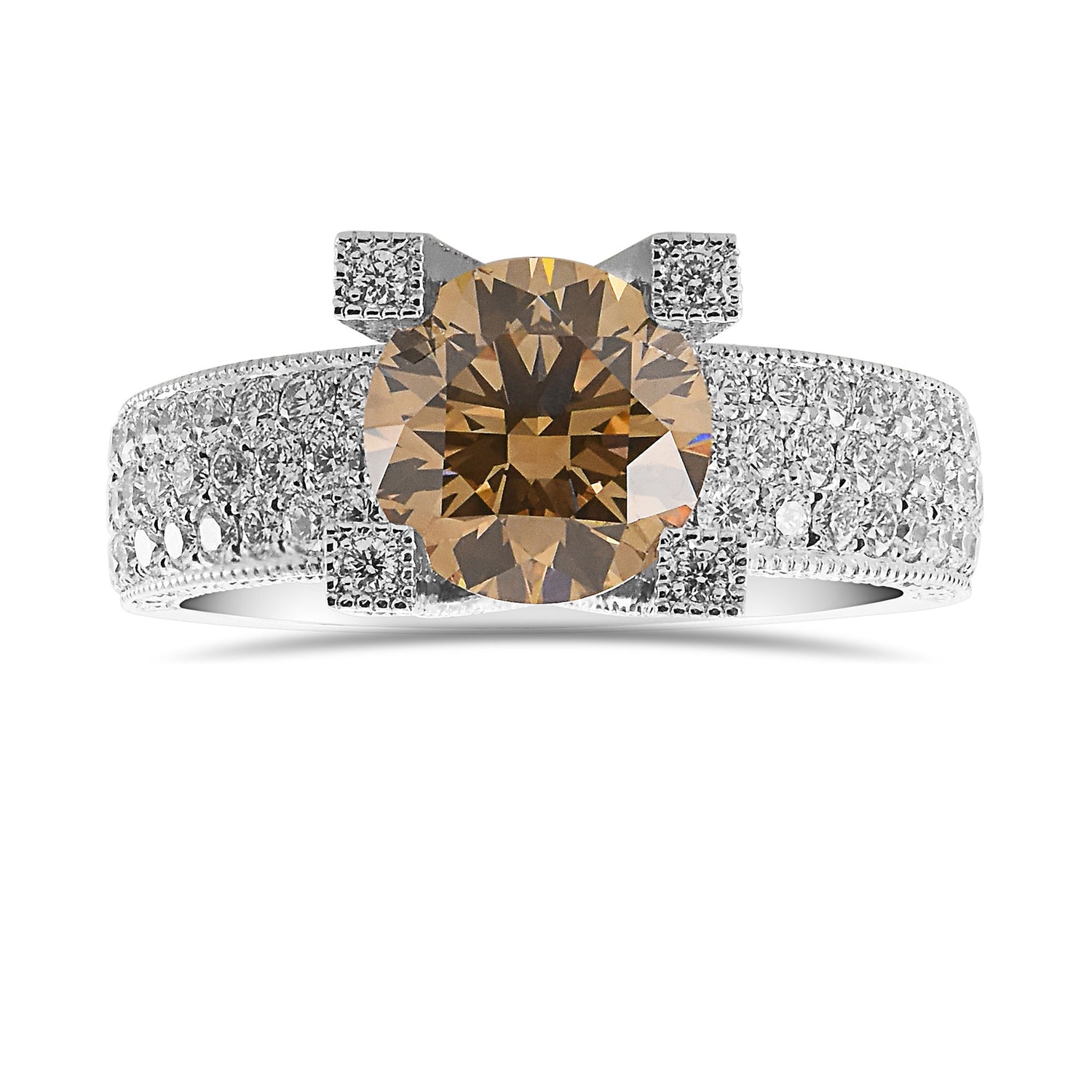 Fancy Dark Yellowish Brown Round Diamond Extraordinary Ring