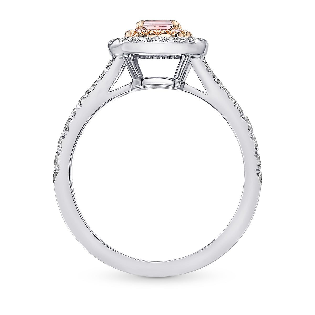 Fancy Intense Orangy Pink Double Halo Diamond Ring