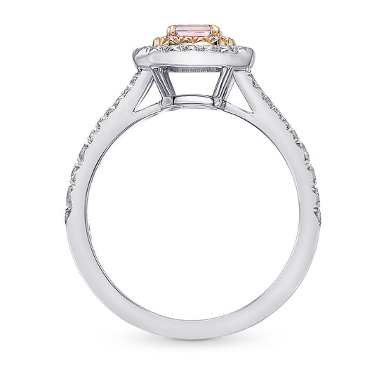 Fancy Intense Orangy Pink Double Halo Diamond Ring