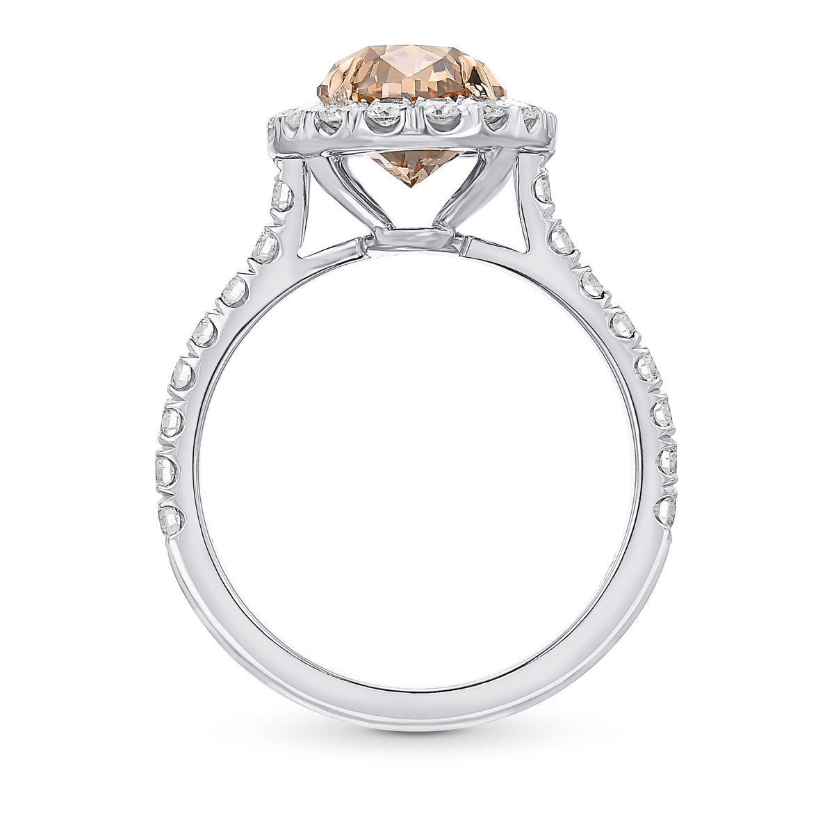 Fancy Orange Brown Oval Halo Diamond Ring