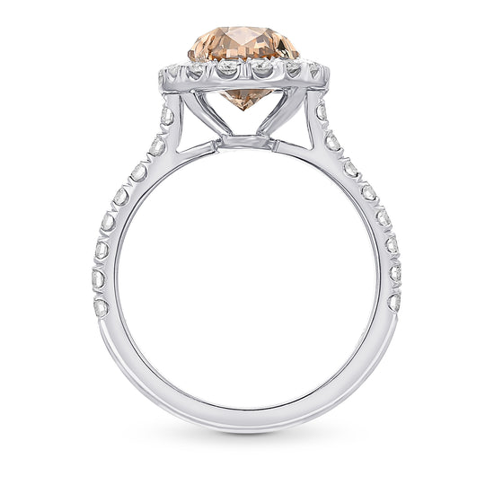 Fancy Orange Brown Oval Halo Diamond Ring
