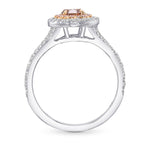 Fancy Deep Brownish Orangy Pink Round Double Halo Diamond Ring