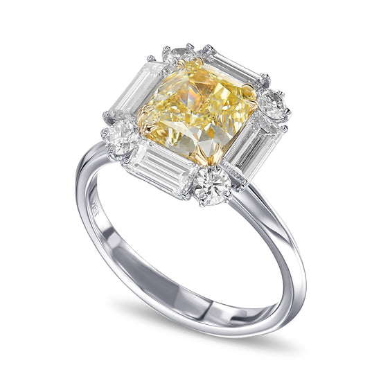 Fancy Yellow Cushion Halo Diamond Ring
