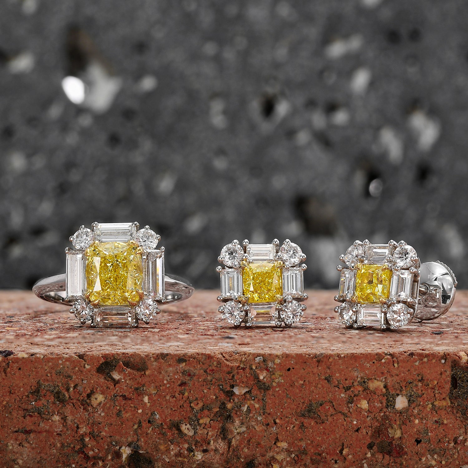 Fancy Yellow Cushion Halo Diamond Ring