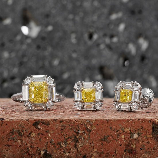 Fancy Yellow Cushion Halo Diamond Ring