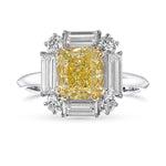 Fancy Yellow Cushion Halo Diamond Ring