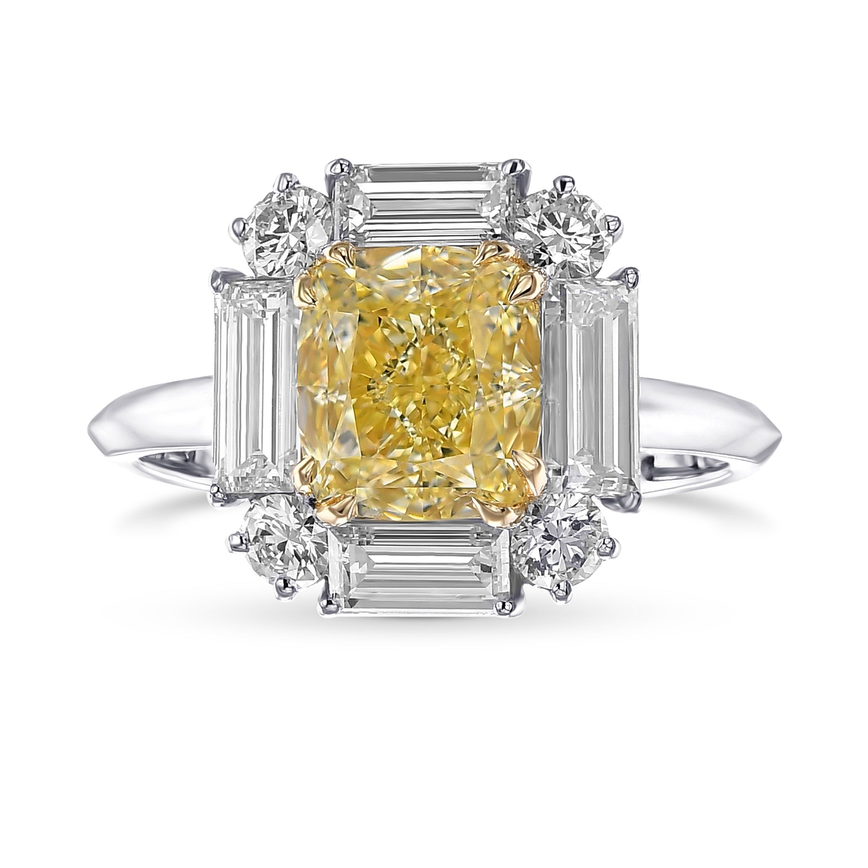 Fancy Yellow Cushion Halo Diamond Ring