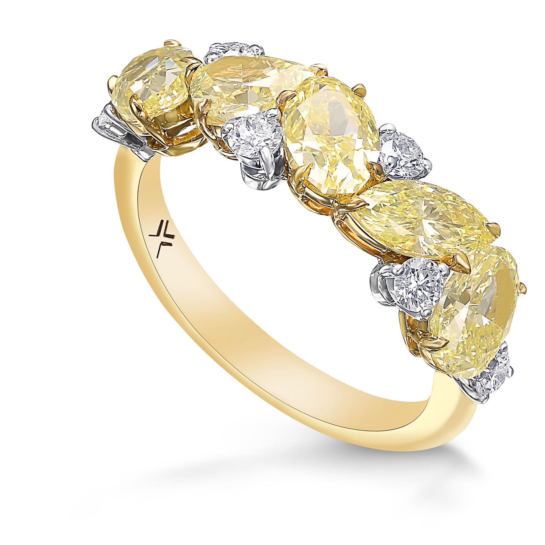 Fancy Yellow Mix and Collection Diamonds Band Ring