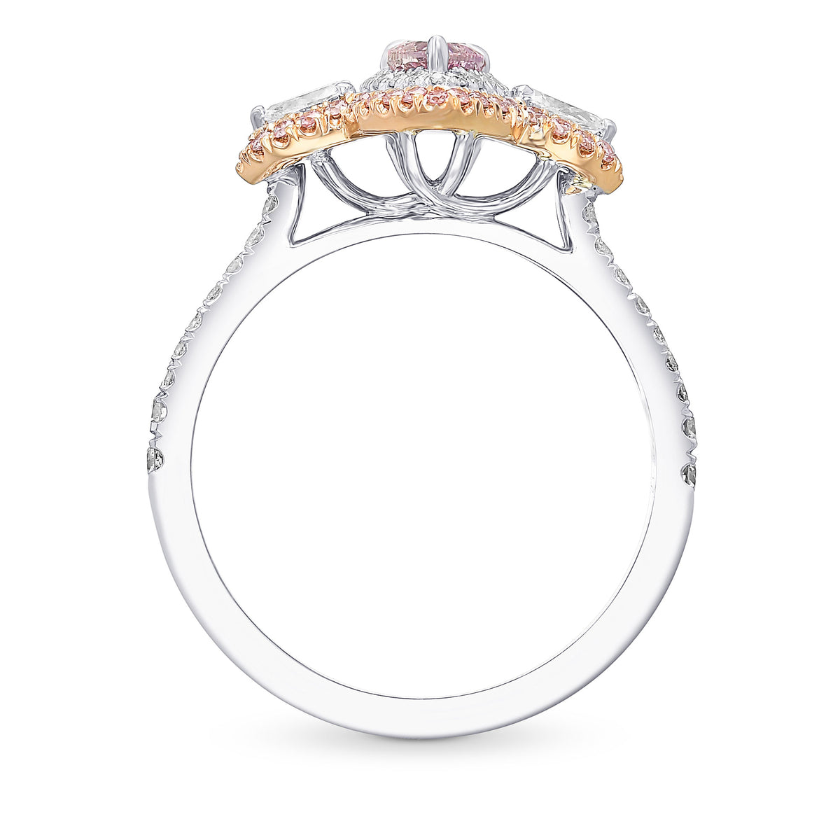 Fancy Deep Purple Pink Pear Double Halo Diamond Dress Ring