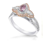 Fancy Deep Purple Pink Pear Double Halo Diamond Dress Ring