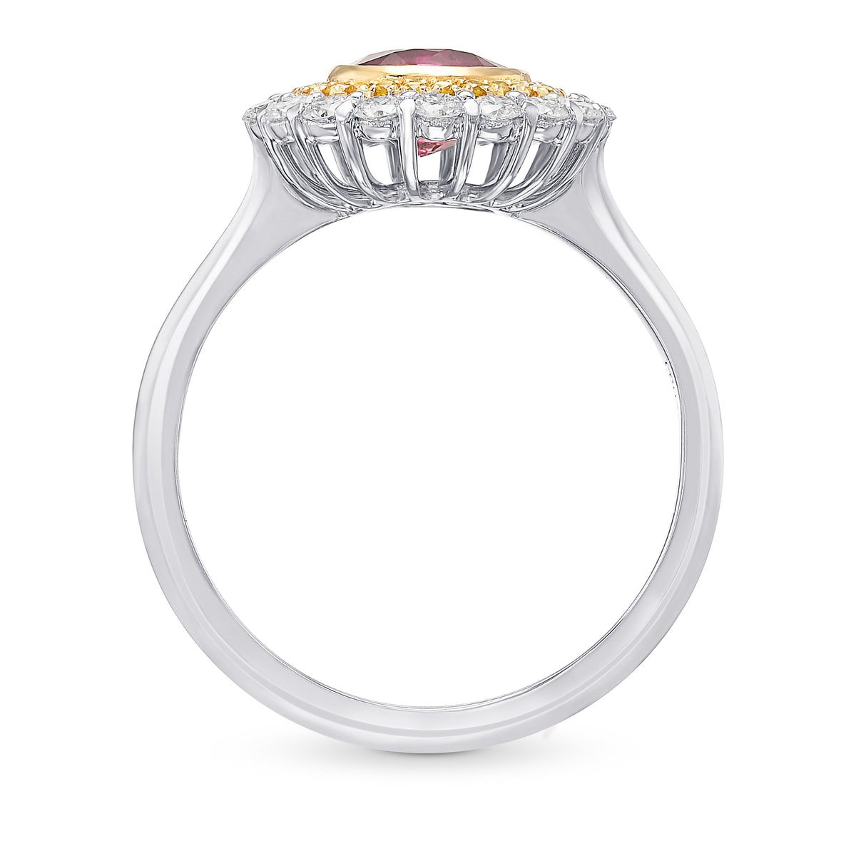 Ruby & Fancy Intense Yellow Diamond Halo Ring