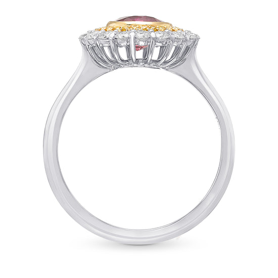 Ruby & Fancy Intense Yellow Diamond Halo Ring