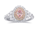 Fancy Intense Purplish Pink Oval Diamond Double Halo Side-stone Ring