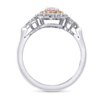 Fancy Intense Purplish Pink Oval Diamond Double Halo Side-stone Ring