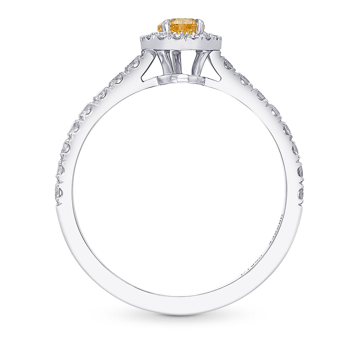 Fancy Intense Yellow Orange Pear Halo Diamond Ring
