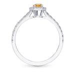 Fancy Intense Yellow Orange Pear Halo Diamond Ring