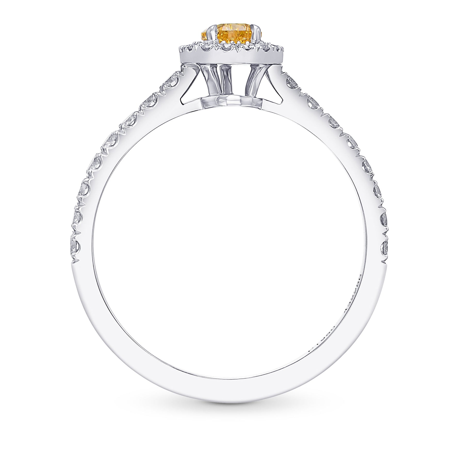 Fancy Intense Yellow Orange Pear Halo Diamond Ring