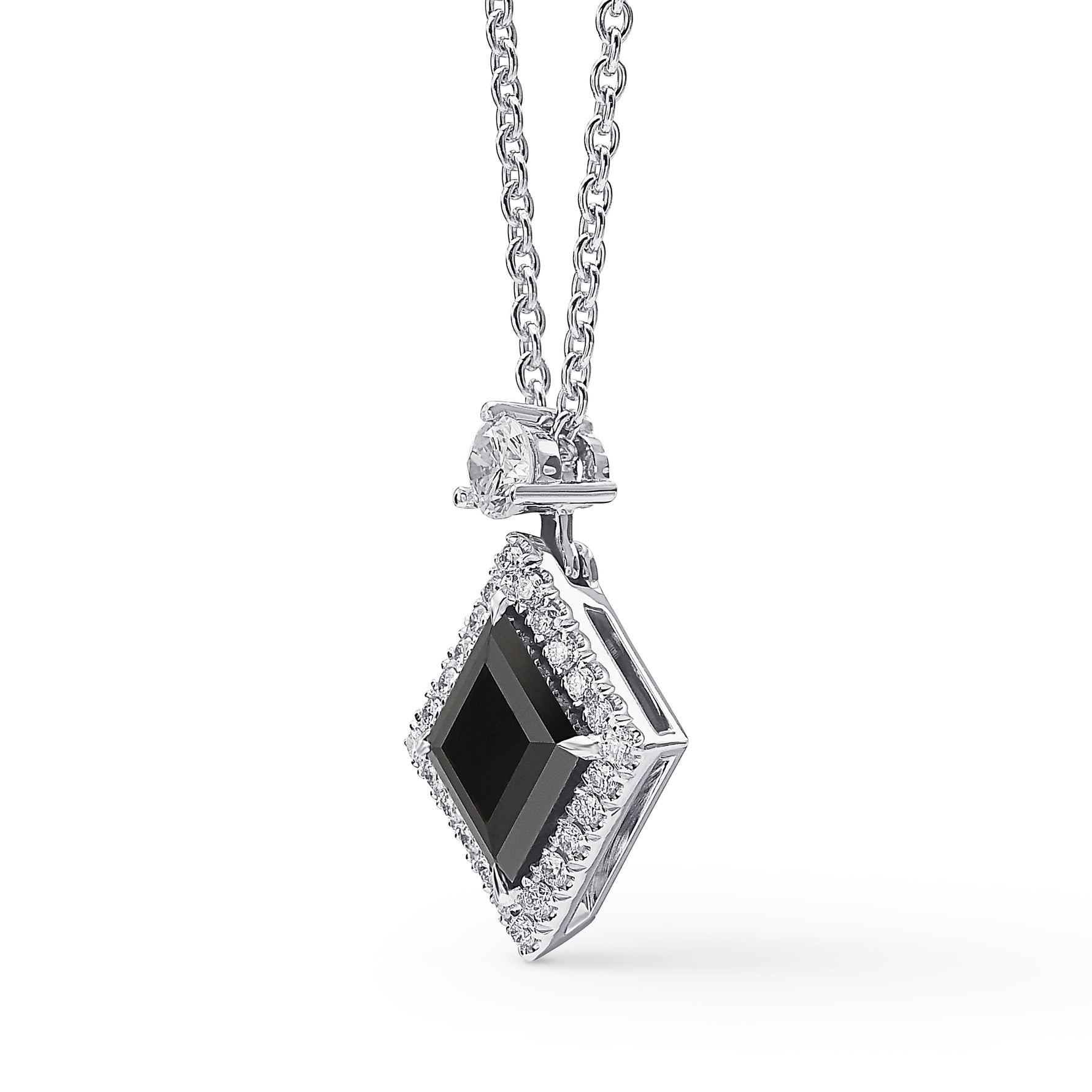 Natural Fancy Black Kite Diamond Halo Pendant