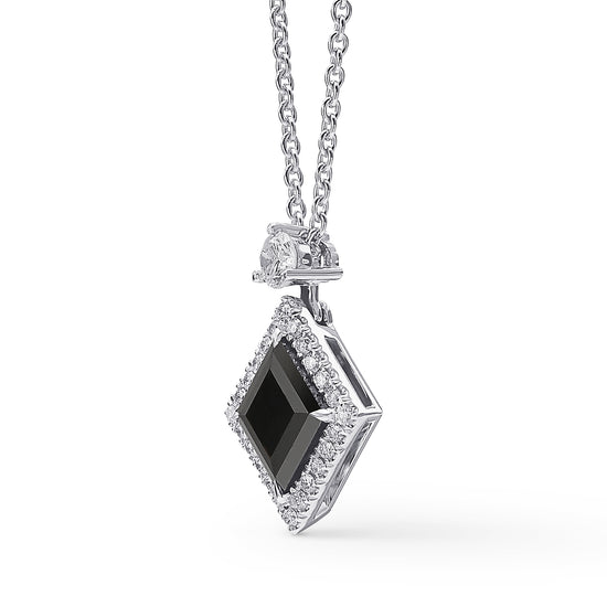 Natural Fancy Black Kite Diamond Halo Pendant