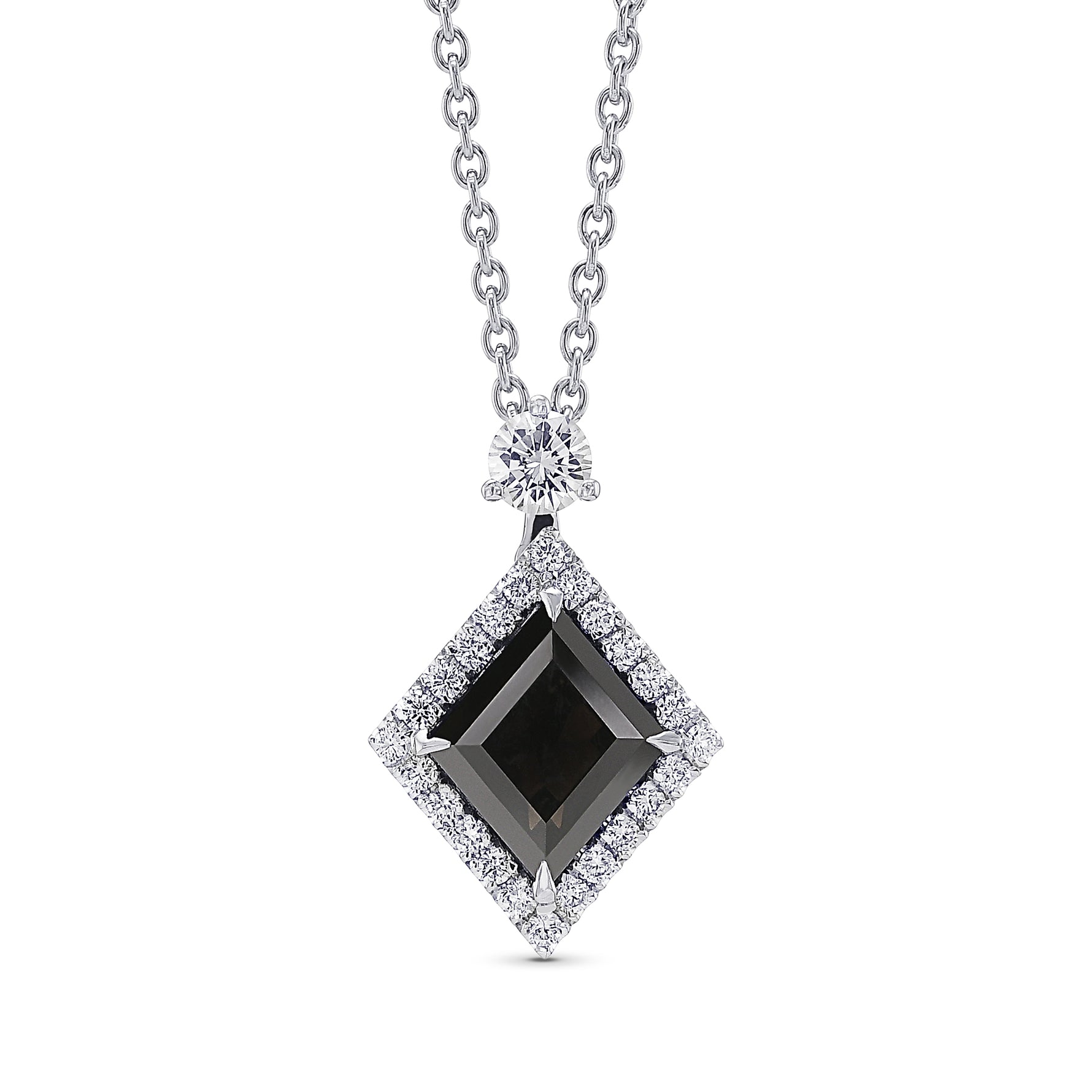 Natural Fancy Black Kite Diamond Halo Pendant