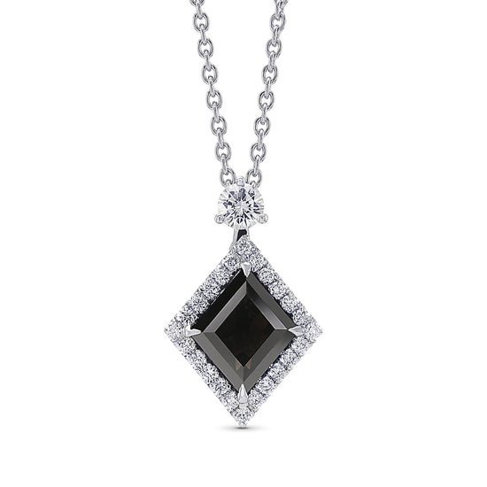 Natural Fancy Black Kite Diamond Halo Pendant