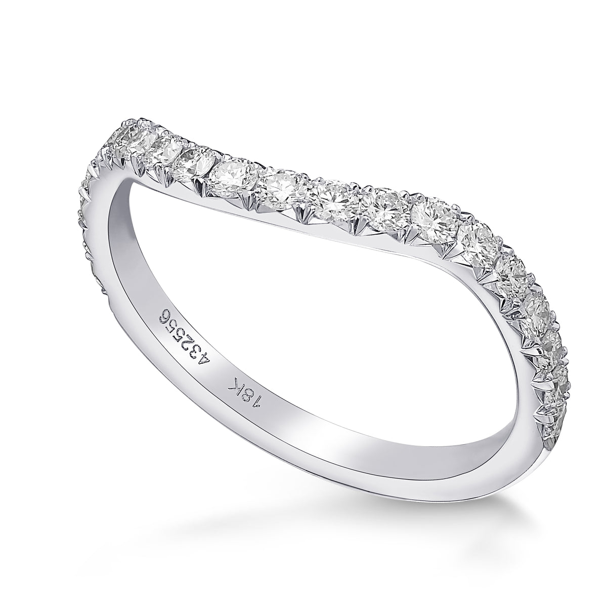Contoured Pave Diamond Wedding Band