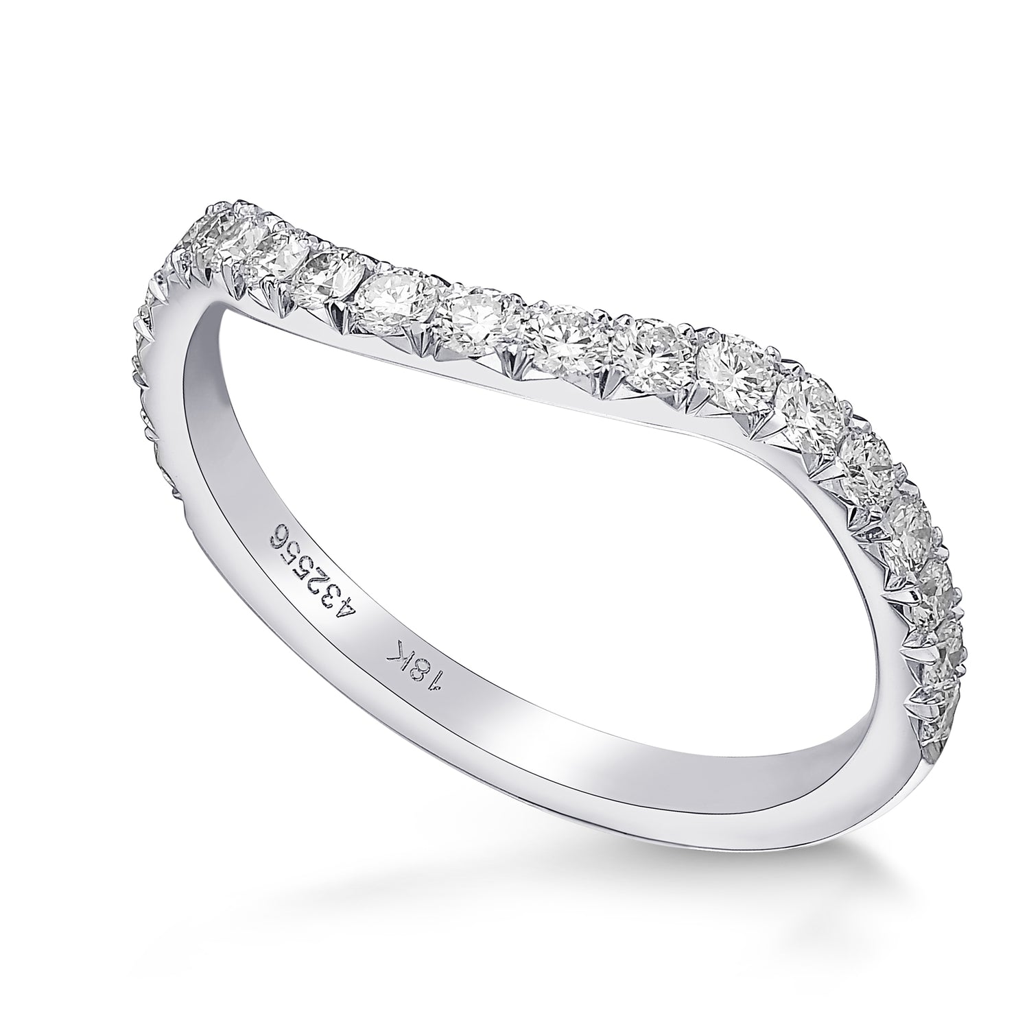 Contoured Pave Diamond Wedding Band
