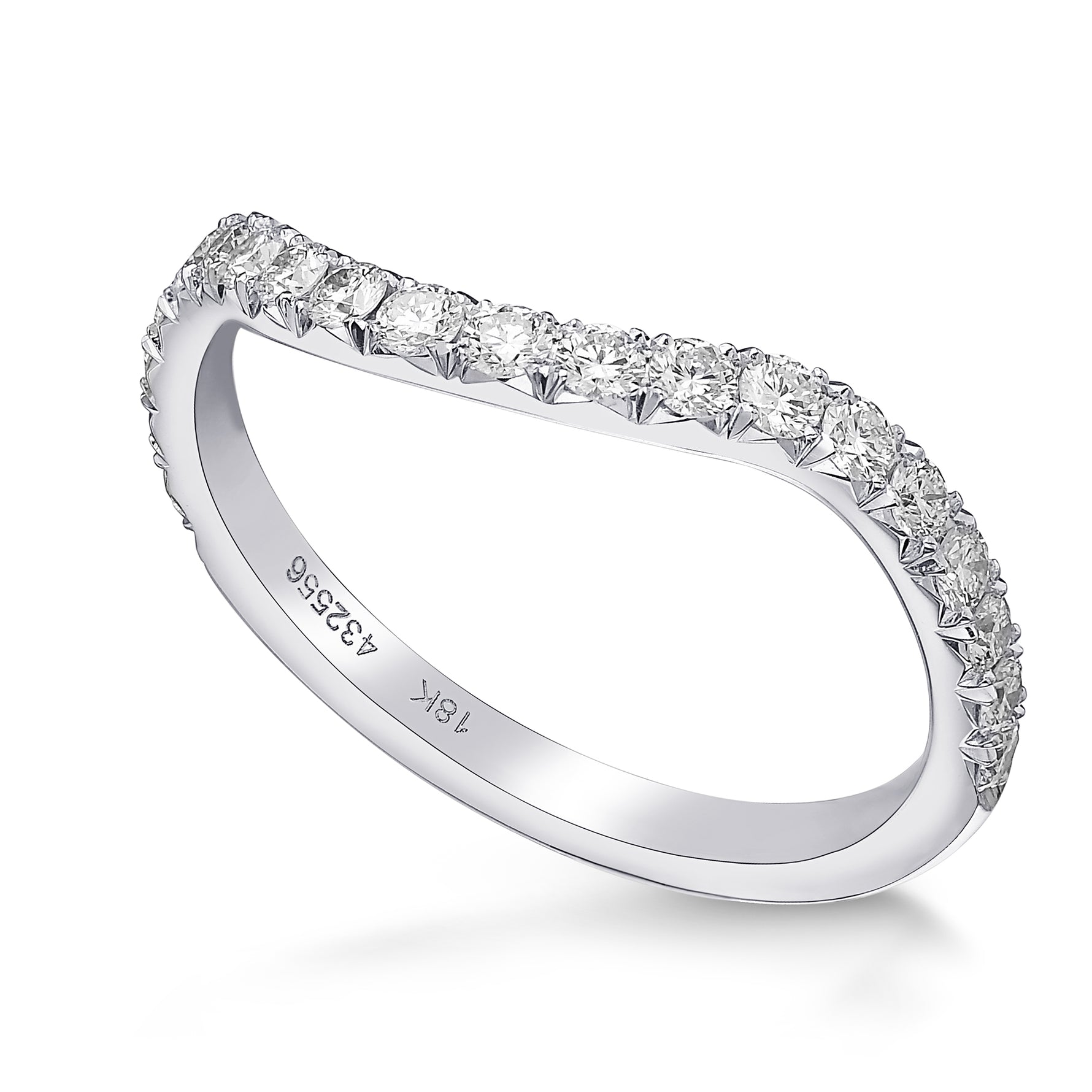 Contoured Pave Diamond Wedding Band