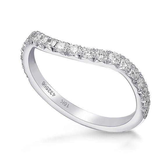 Contoured Pave Diamond Wedding Band