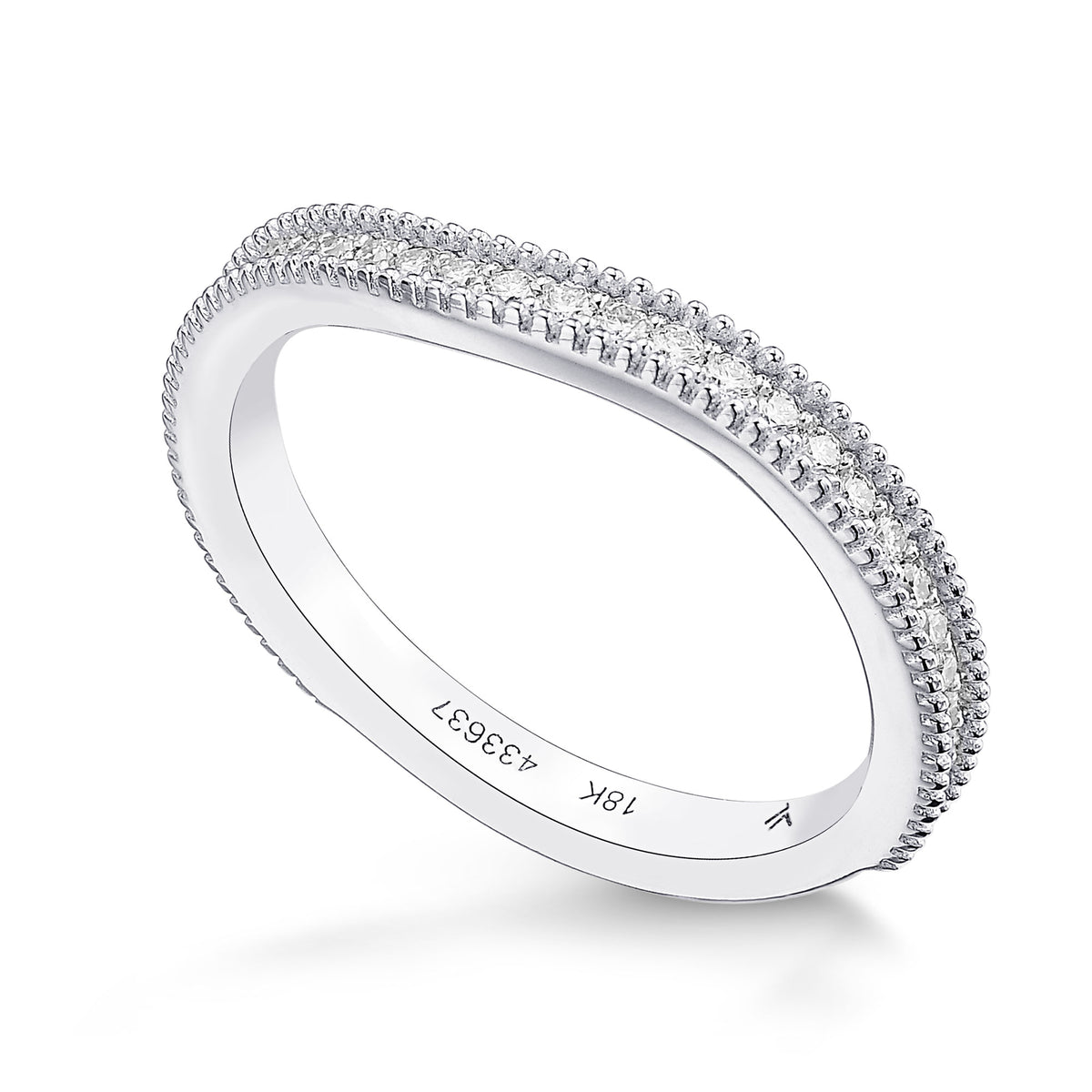 Contoured Milgrain Diamond Wedding Band