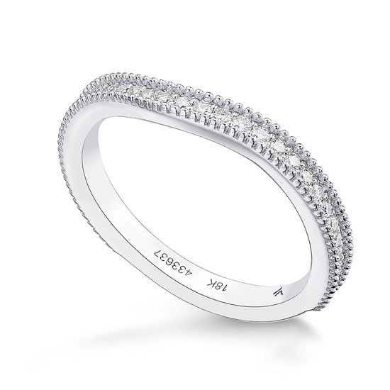 Contoured Milgrain Diamond Wedding Band