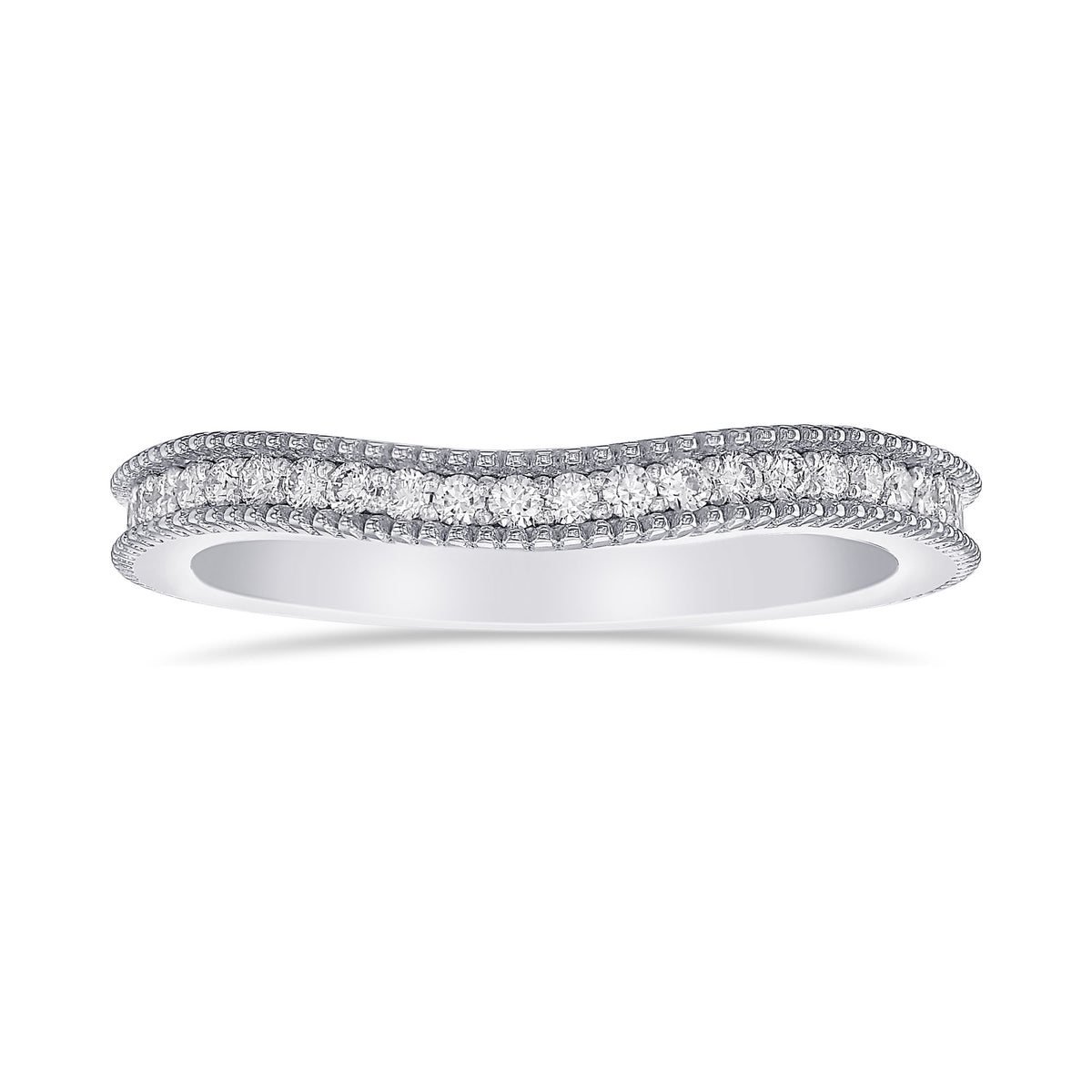 Contoured Milgrain Diamond Wedding Band