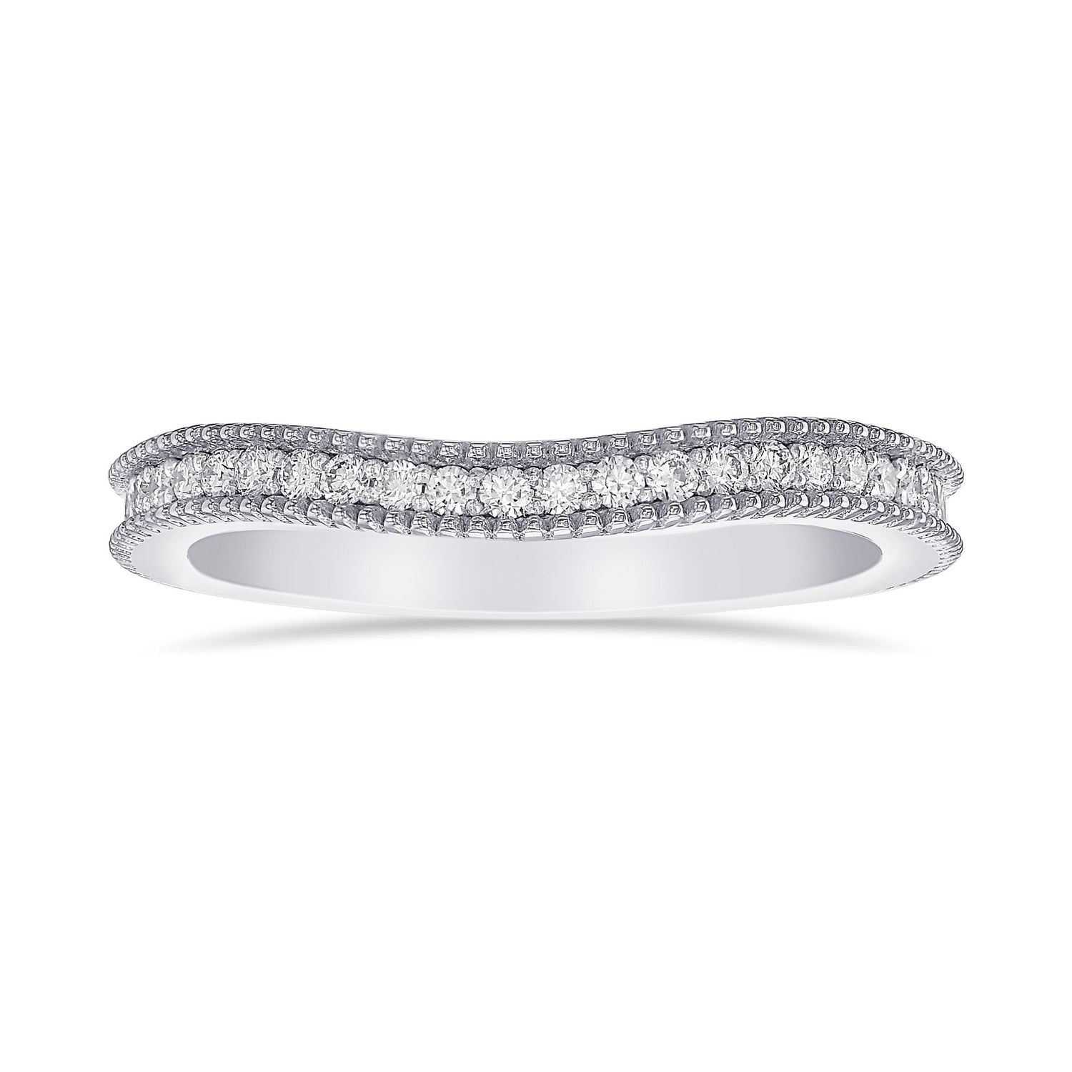 Contoured Milgrain Diamond Wedding Band