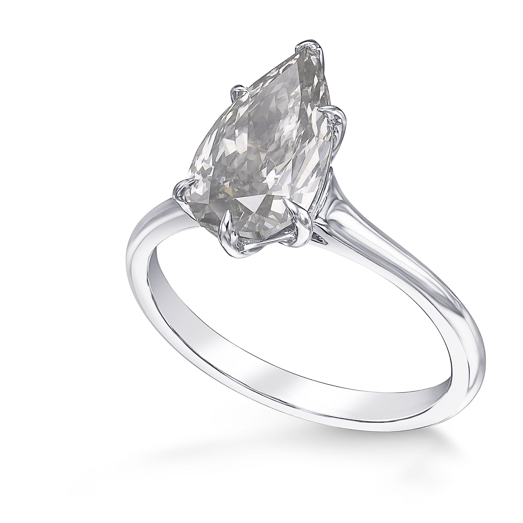 Fancy Gray Pear Diamond Solitaire Ring