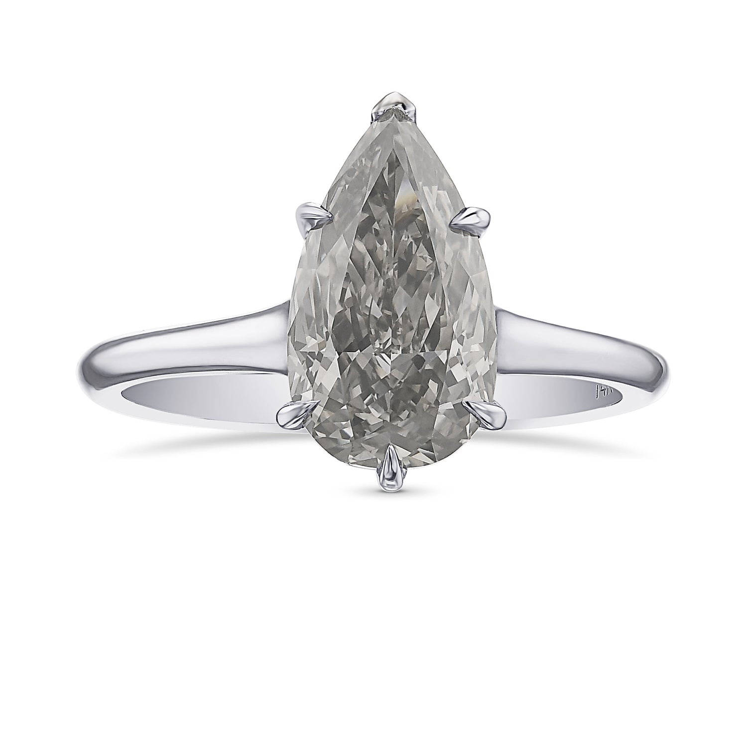 Fancy Gray Pear Diamond Solitaire Ring