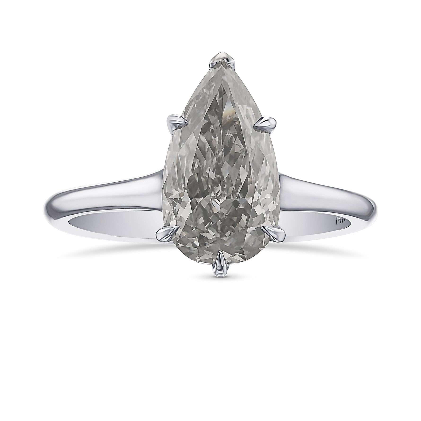 Fancy Gray Pear Diamond Solitaire Ring