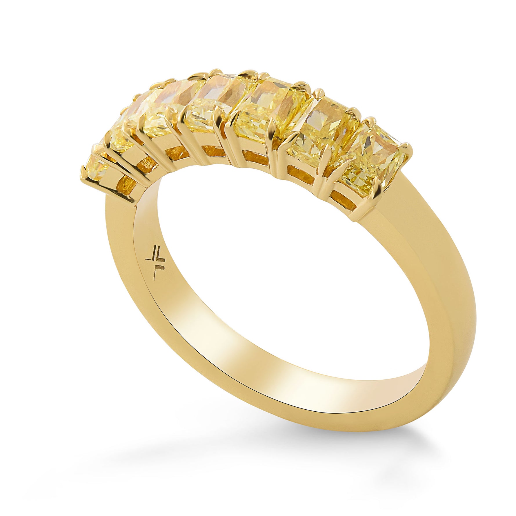 Fancy Intense Yellow Radiant 7 Stone Band Ring