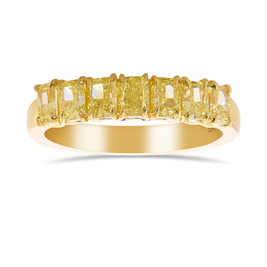 Fancy Intense Yellow Radiant 7 Stone Band Ring