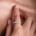  Light Yellow Y-Z Radiant Diamond Side Stone Ring