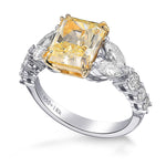  Light Yellow Y-Z Radiant Diamond Side Stone Ring