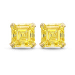  Fancy Intense Yellow Asscher shape Stud Earrings
