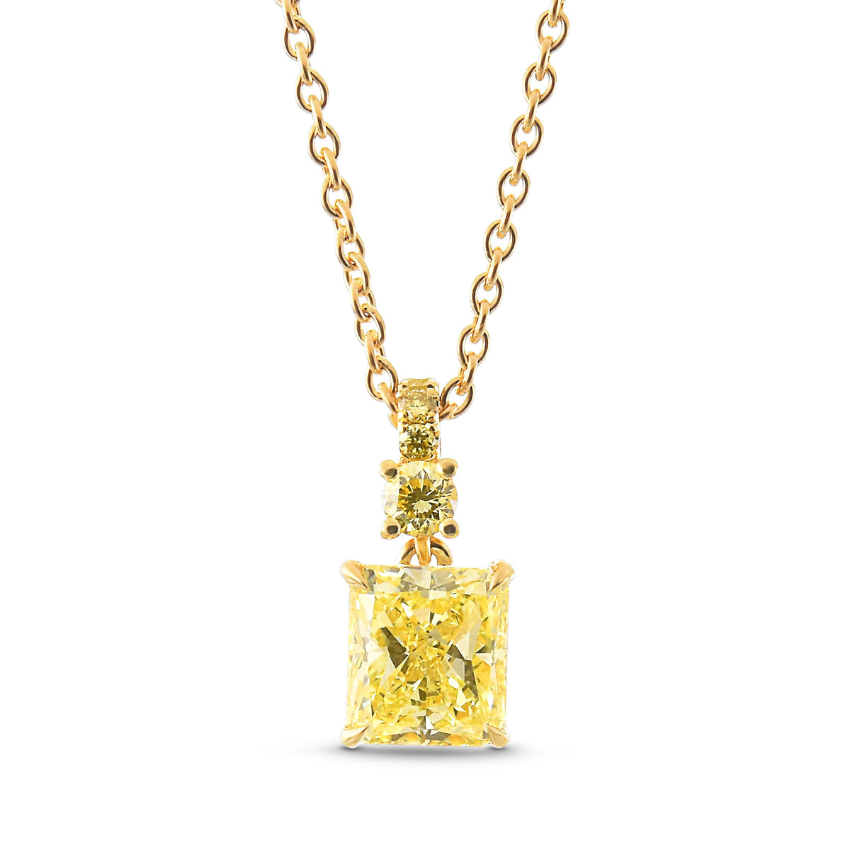 Fancy Yellow Radiant Drop Diamond Pendant 