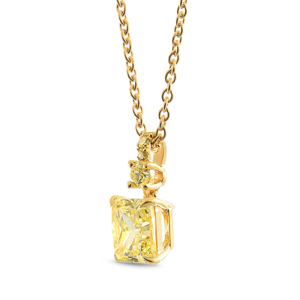 Fancy Yellow Radiant Drop Diamond Pendant 