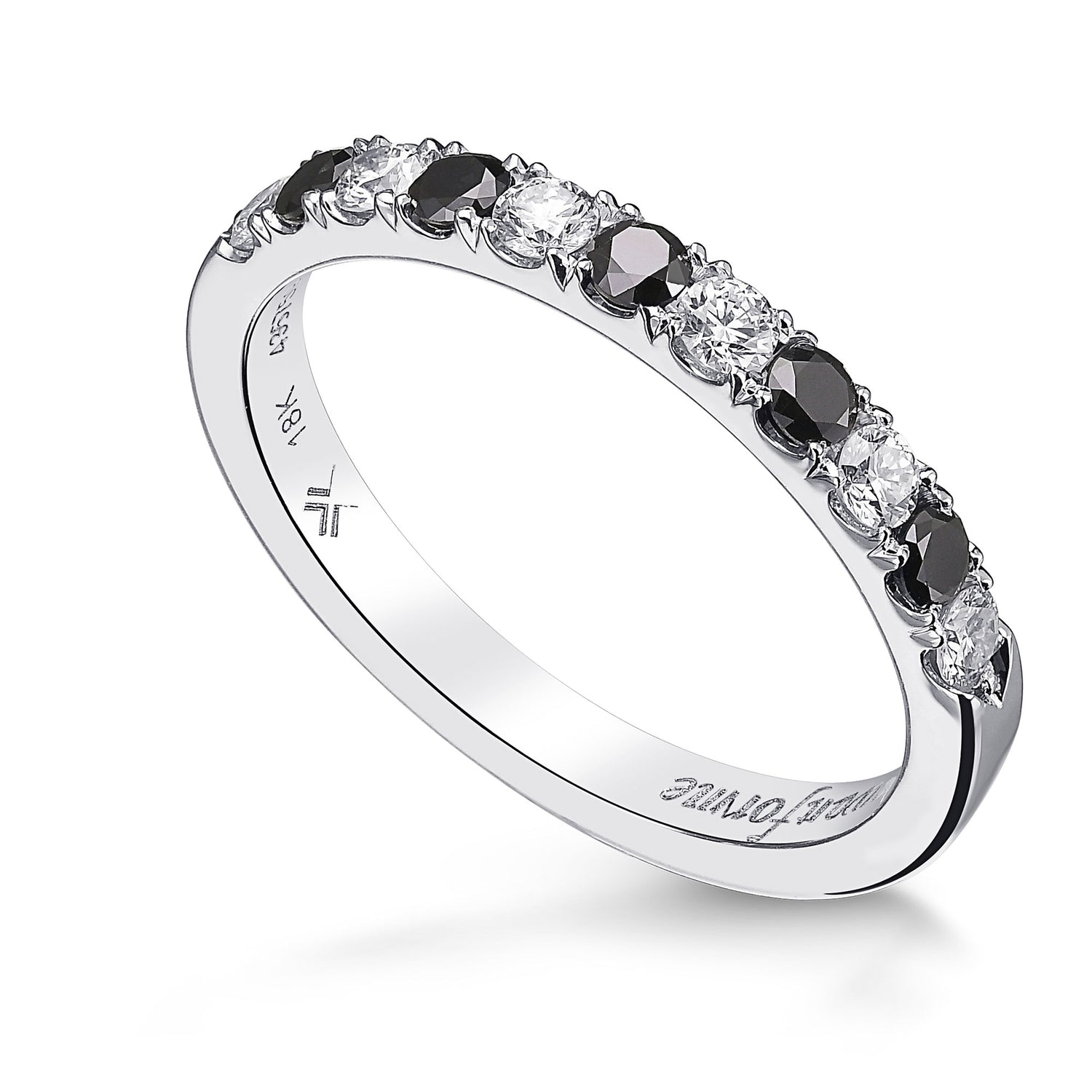 Black and Collection color Diamond Half-Eternity Wedding Band Ring