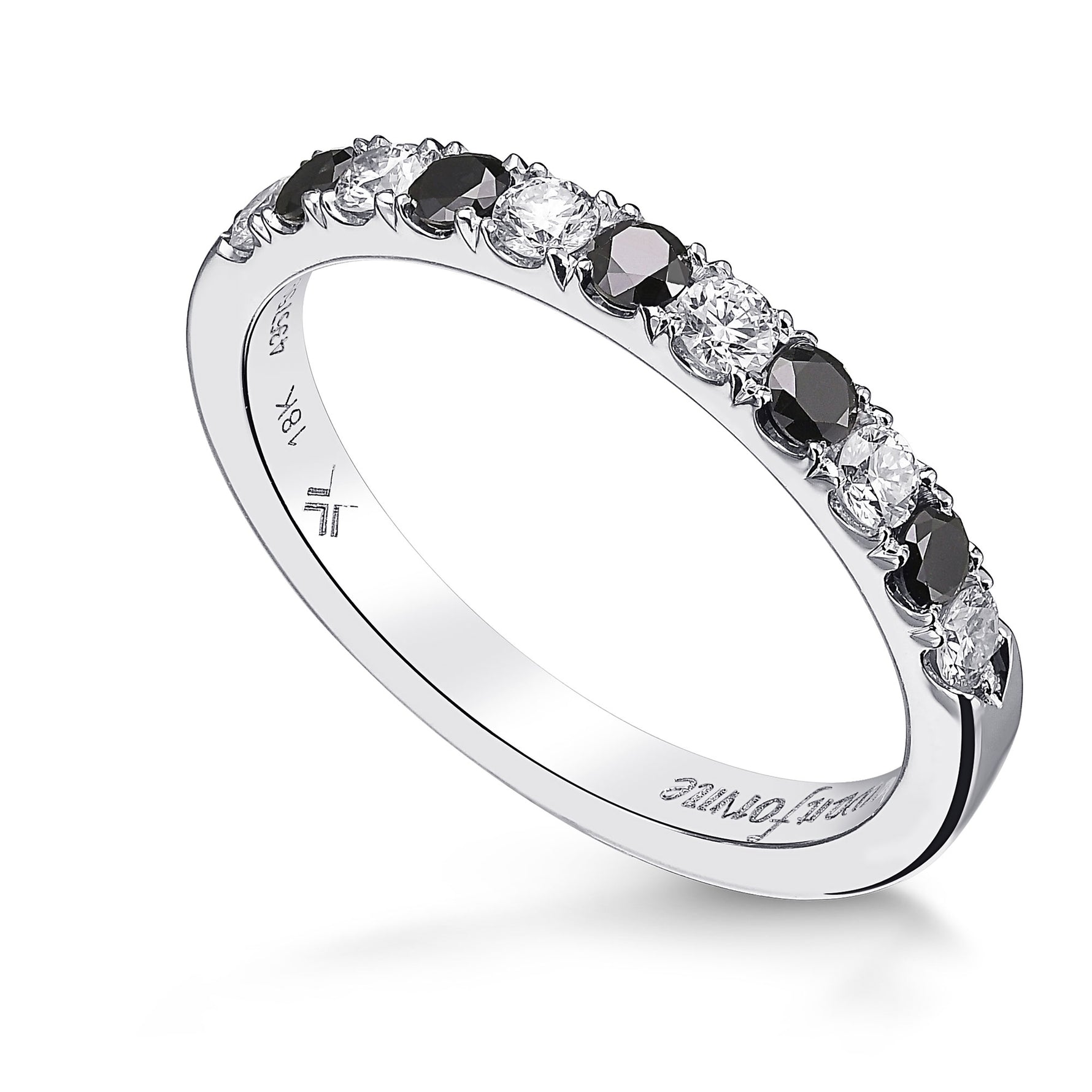 Black and Collection color Diamond Half-Eternity Wedding Band Ring