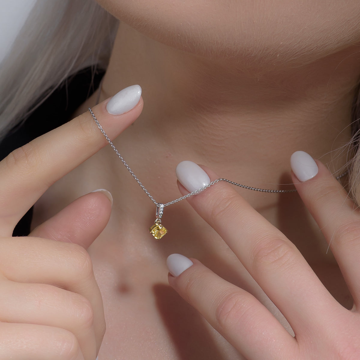 Fancy Vivid Yellow Diamond Radiant Drop Pendant 