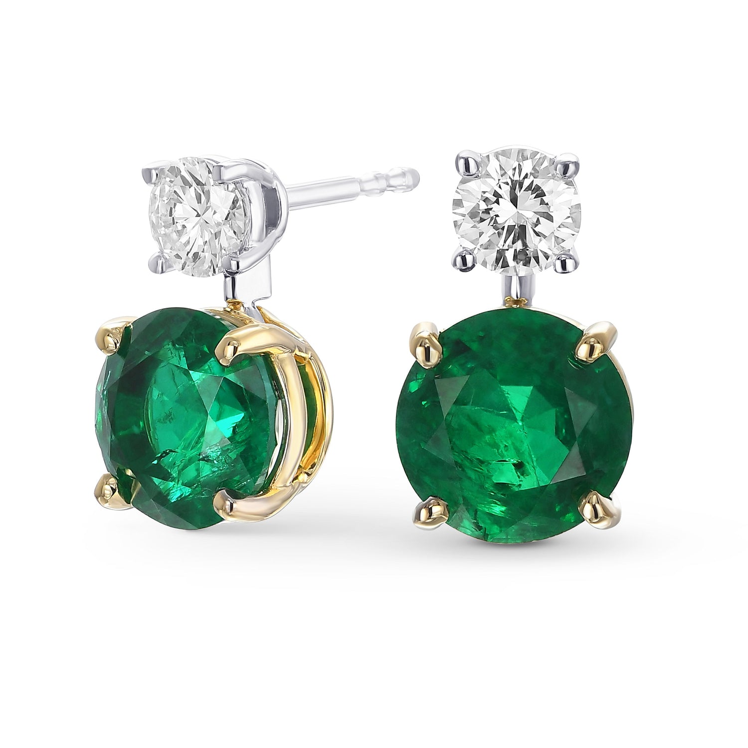 Round Brilliant Diamond Drop Earrings Settings - 2