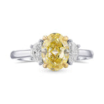 Fancy Yellow Oval & Half-Moon Diamond 3 Stone Ring