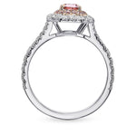 Fancy Intense Pink Cushion Double Halo Diamond Ring