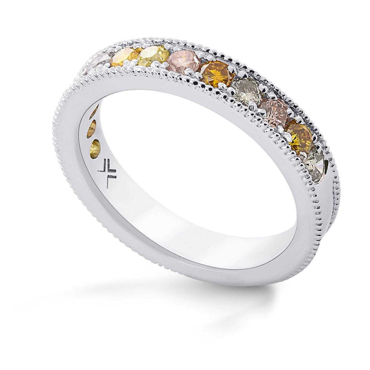 Multicolored Diamond Milgrain Band Ring